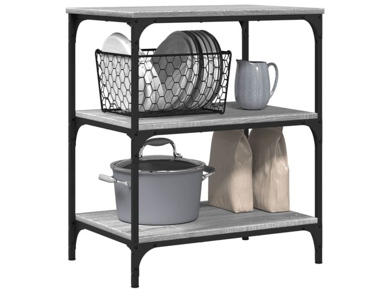  Chariot de cuisine, chariot de rangement sonoma gris 60x41x76 cm bois d'ingénierie  - Conforama E