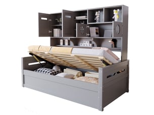 Lit avec rangement 90x200 cm MEUBLIV   coloris gris