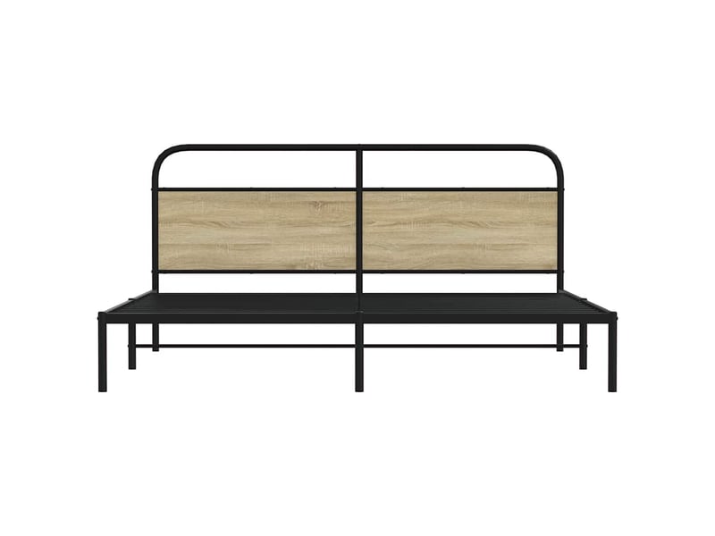  Lit double- lit adulte -  cadre de lit en métal sans matelas chêne sonoma 200x200 cm  - Conforama C