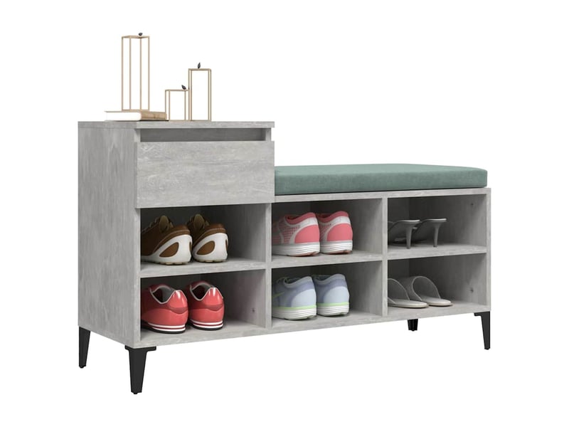  Meuble à chaussure, armoire à chaussures gris béton 102x36x60 cm bois d'ingénierie shl6308  - Conforama D