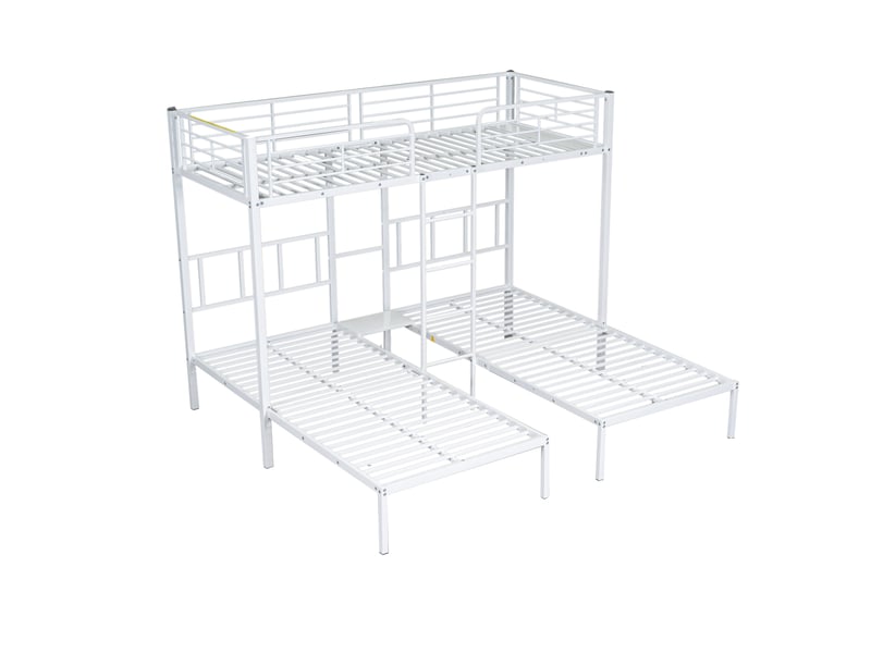  Lit superposé blanc avec rangement et échelle, lits 90x200 cm  - Conforama D