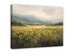 Tableau décoration murale impression sur toile paysage prairie jaune - 100x70 cm - tableau décoration murale chambre et salon