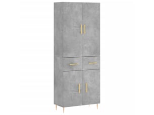 Buffet haut - bahut - meuble de rangement gris béton 69,5x34x180 cm bois d'ingénierie