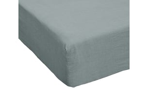 Drap housse 90x190+30 cm lin rosalie azur