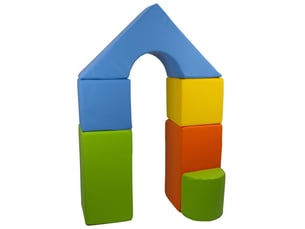 Petit château - lot de 11 blocs en mousse pour le jeu jaune, vert, bleu, orange
