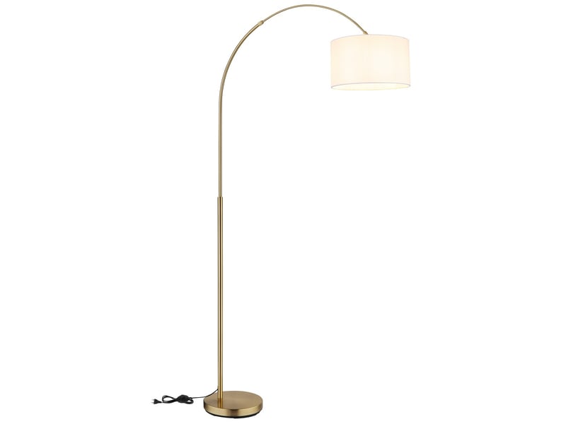  Globo truett lampadaire arqué en laiton mat, abat-jour blanc lin, douille e27  - Conforama E
