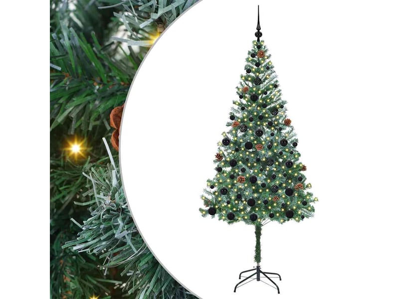  Sapin de noël artificiel, arbre de noël avec 300 led vert 180 cm pvc et acier shl8237  - Conforama A
