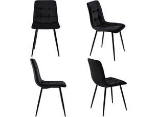 Lot de 4 chaises de salle à manger - 46x44x86cm - assise rembourrée velours avec pieds en métal ergonomique moderne - noir