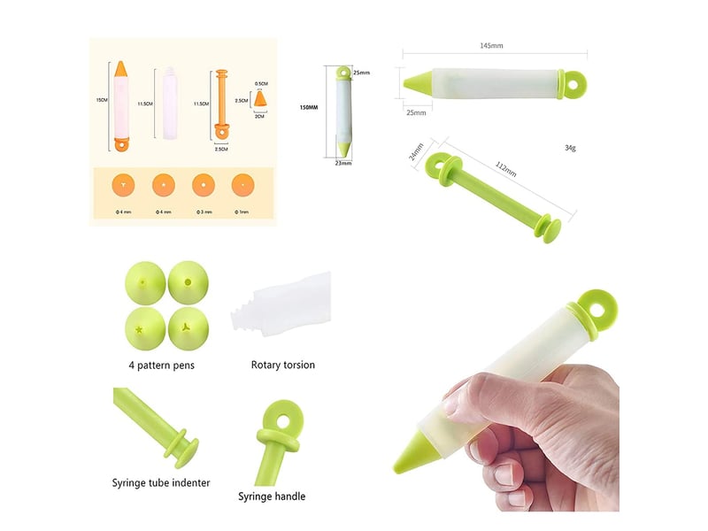  Douille patisserie,stylo à ecrire en silicone,4pcs douille patisserie en silicone,poche a douille reutilisable,poches à seringue gâteau  - Conforama B