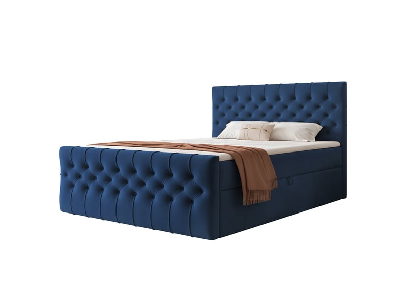  Lit adulte jolie - 120x200 cm - avec matelas à ressorts - coffre de rangement à ouverture latérale - bleu JOLIE - Conforama A