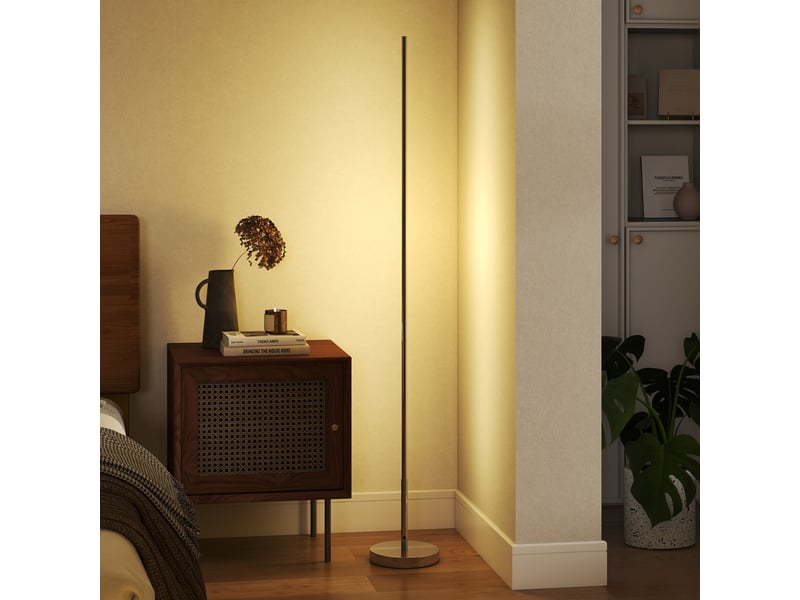  Lampadaire led dimmable argent ø20 x h150 cm avec télécommande et interrupteur au pied pour salon  - Conforama B