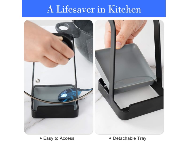 Support polyvalent pour couvercle de casserole, spatule, planche à découper, repose-cuillère, ustensiles de cuisine, plateau d'égouttement, lavable - Conforama E