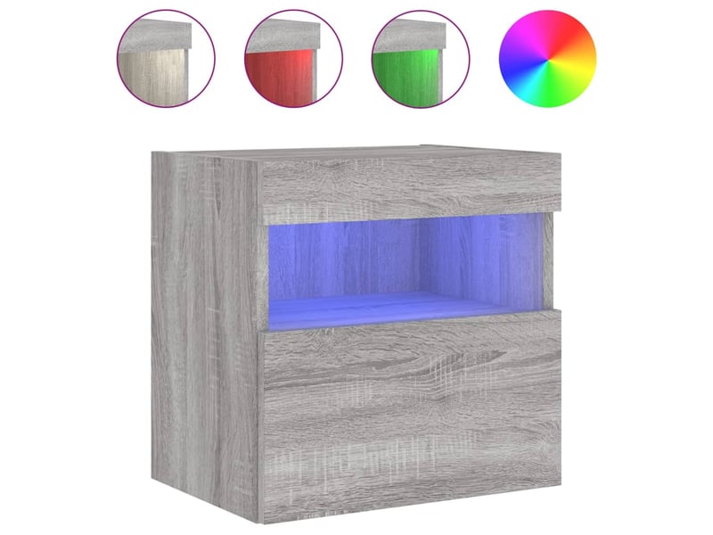  Meuble tv - banc tv - meuble de rangement mural avec lumières led sonoma gris 40x30x40 cm  - Conforama A