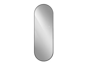 Miroir de plain-pied - 150x50 cm - miroir en pied capsule avec cadre en aluminium noir, led rétroéclairé et variateur - noir