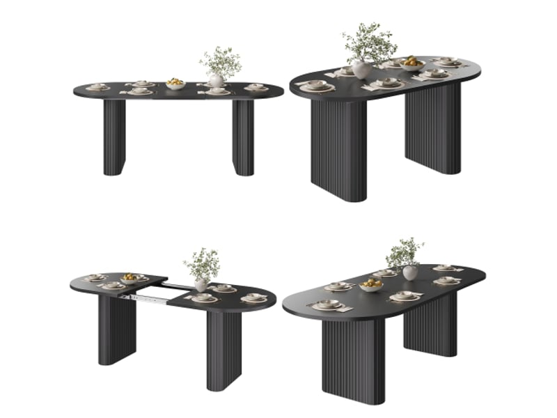 Table à manger extensible ovale 120-160 cm, bois, structure verticale, charge 60 kg, coloris naturelbrunnoir - Conforama D