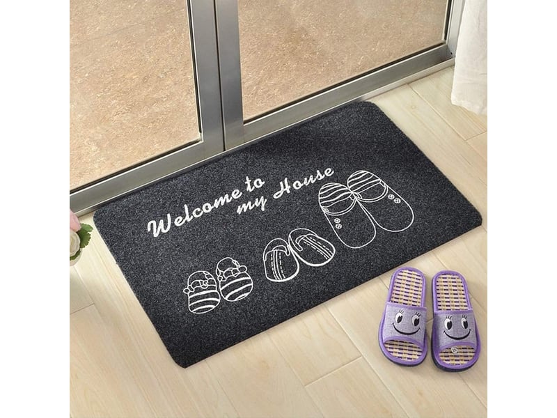  Tapis de porte extérieur et intérieur,tapis absorbant noir gris,tapis d’entrée antidérapant facile à nettoyer avec revêtement en caoutchouc pour coulo  - Conforama B