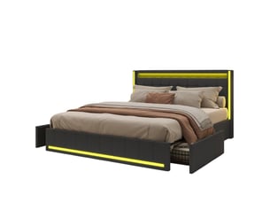 Lit avec rangement 140x190 cm <strong>BURSDANY</strong> <strong></strong> coloris gris