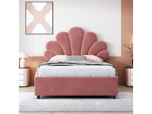 Lit coffre 90x200 cm <strong>REDOM</strong> <strong></strong> coloris rose