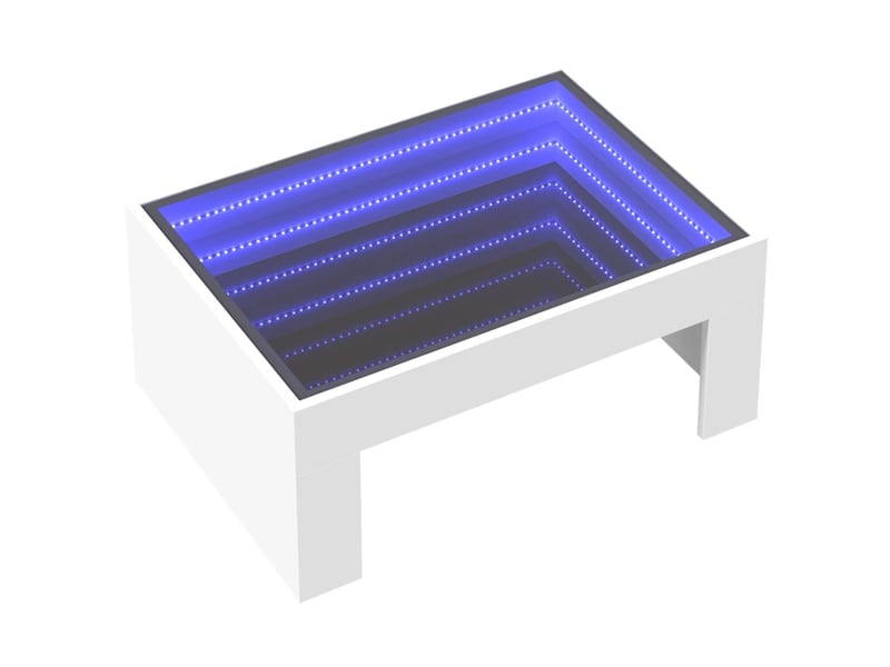Table basse - table de salon - table à thé avec led infini blanc 70x50x30 cm - Conforama C