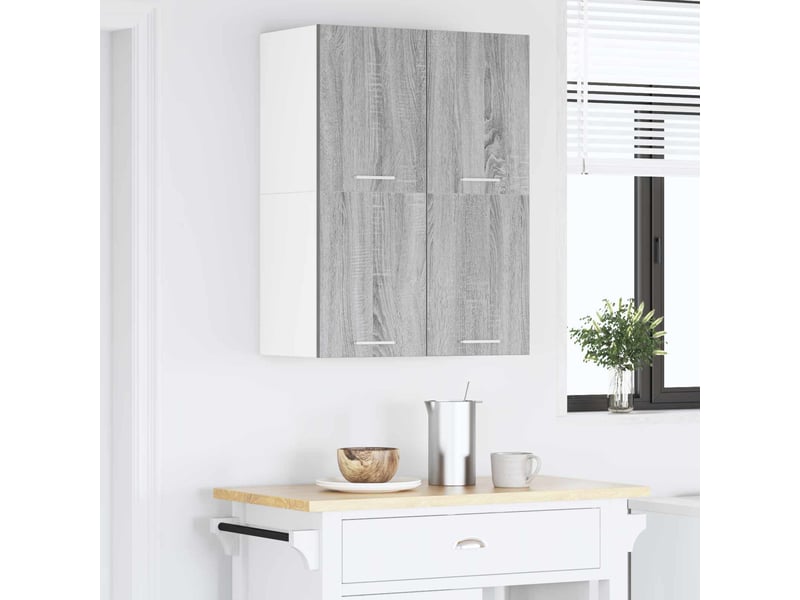  Meuble de rangement, armoire suspendue 2 pcs gris sonoma et blanc bois d'ingénierie shl545  - Conforama D