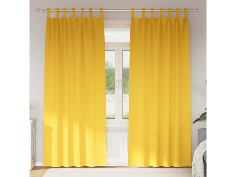  Lot de 2 rideaux occultants, rideaux black-out avec anneaux jaune moutarde polyester cf44673  - Conforama B