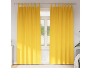 Lot de 2 rideaux occultants, rideaux black-out avec anneaux jaune moutarde polyester cf44673