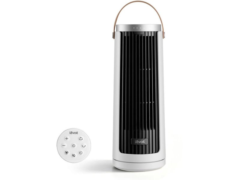  Ventilateur vertical mini sans fil rechargeables 5 vitesses auto oscillation 90° pour table ou sol noir blanc LEFAF132BW - Conforama A