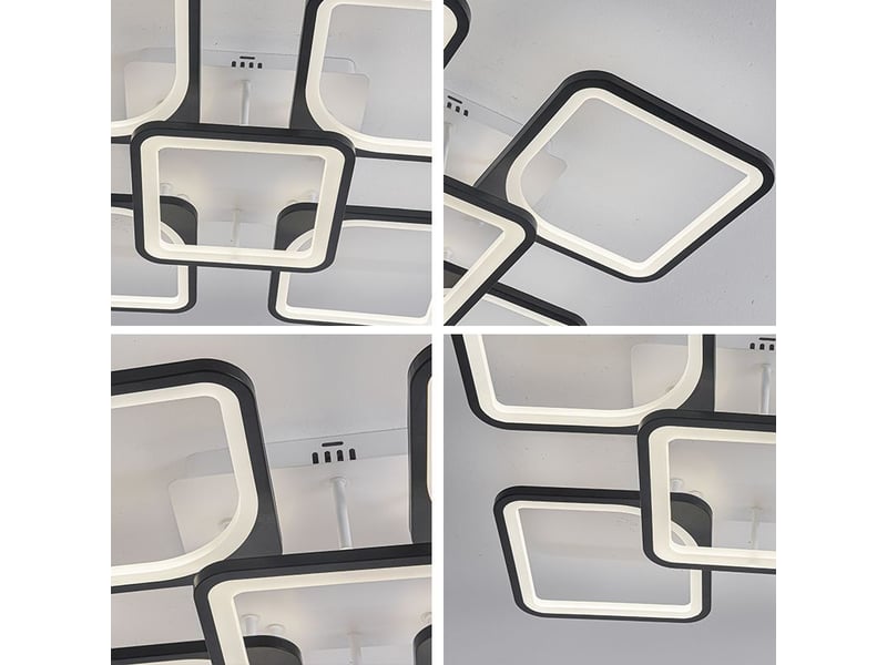  Plafonnier led moderne, 60w 7000lm simple square 5 têtes lampe de plafond led  - Conforama E