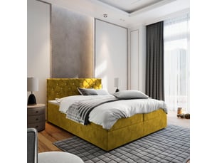 Lit avec rangement 160x200 cm <strong>MASSENO</strong> <strong></strong> coloris jaune