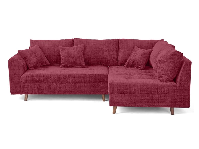  Rune - canapé d'angle droit 4 places en velours texturé - lisa design - prune RUNE - Conforama A