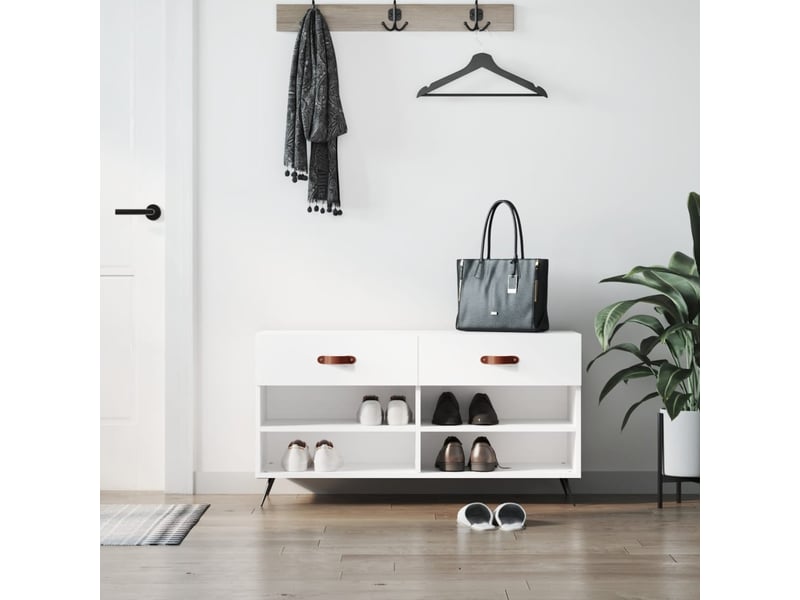  Banc à chaussures blanc brillant 102x35x55 cm bois d'ingénierie shl2712  - Conforama B