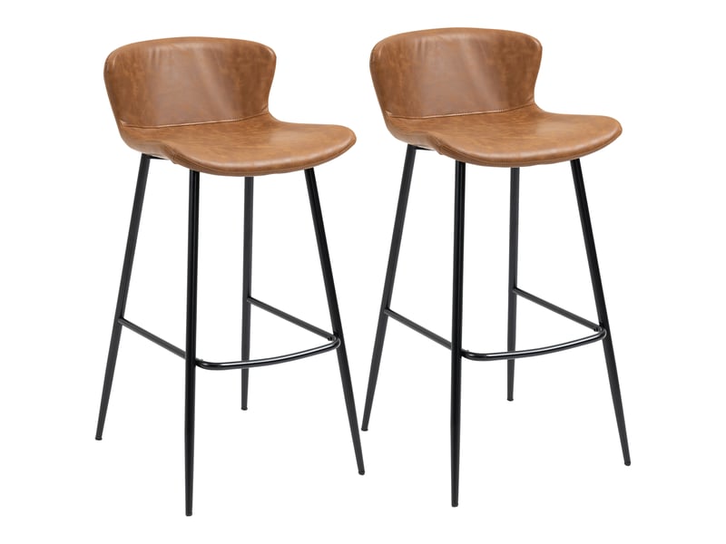  Lot de 2 tabourets de bar hauts avec dossier rembourré en polyuréthane, capacité de charge de 120 kg, pour bar, salon, salle à manger, marron  - Conforama B