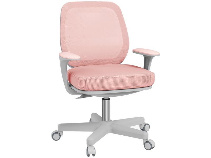  Fauteuil de bureau ergonomique, chaise bureau, tissu en maille (100% polyester), 55x48x94.5cm, rose  - Conforama A