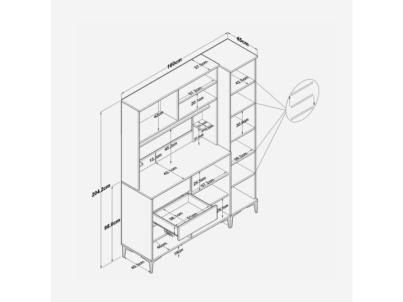  Buffet de rangement polyvalent avec portes et tiroirs element  - Conforama E