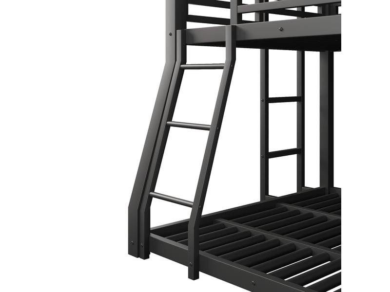  Lit superposé triple en métal, couchages 90 x 200, 120 x 200 et 140 x 200 cm, échelle repositionnable, sans matelas, noir evarich - Conforama D