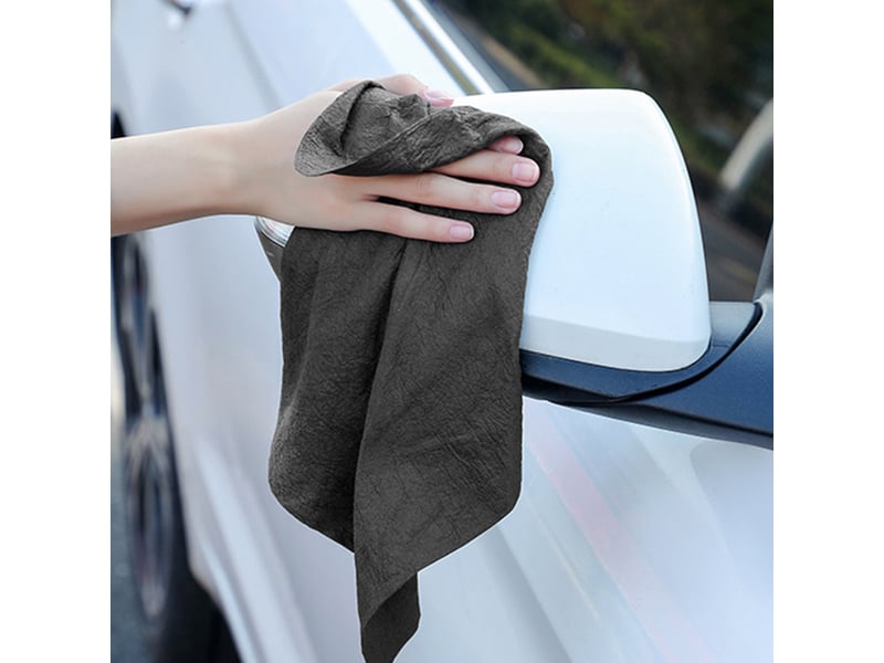  Lot de 5 chiffons microfibres ultra absorbants 30 × 40 cm réutilisables pour nettoyage intérieur et extérieur gris chicfurn  - Conforama E