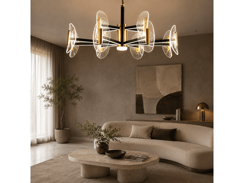  Lustre en cristal à lames éventail b – éclairage 3 couleurs ASLED-816 - Conforama B
