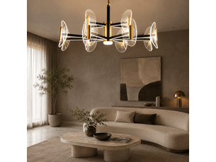 Lustre en cristal à lames éventail b – éclairage 3 couleurs