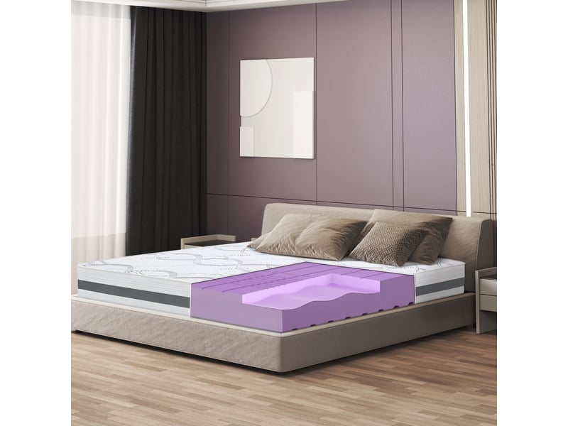  The white stone matelas 70x140 cm fermeté moyenne | hauteur 25 cm | tissu hypoallergénique et respirant | propriétés ergonomiques et auto‑modelantes | fabriqué en italie  - Conforama B