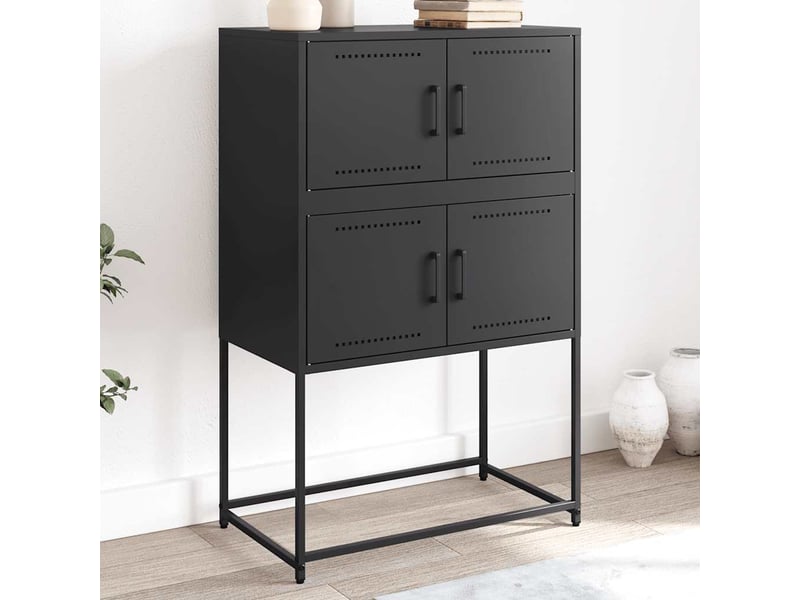  Buffet - bahut - meuble de rangement noir 68,5x38,5x107 cm acier  - Conforama B