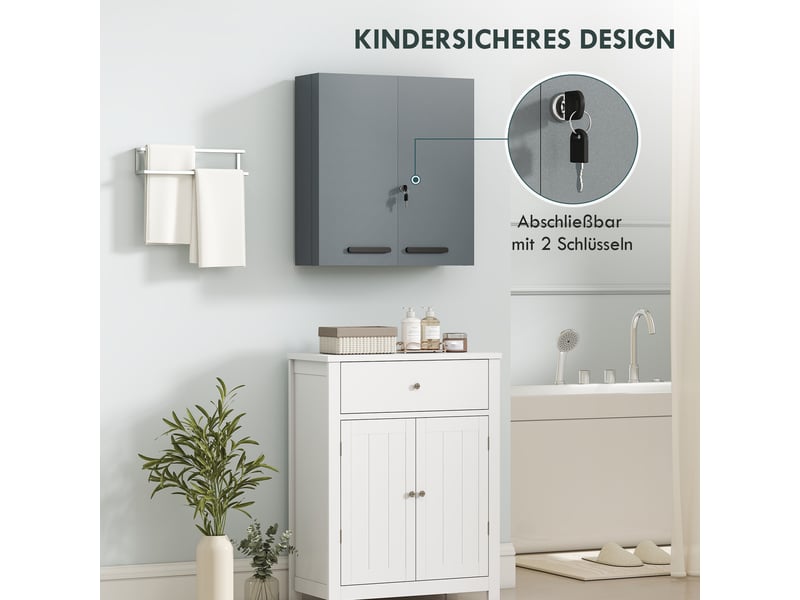  Armoire à pharmacie murale verrouillable, acier gris anthracite, 6 étagères  - Conforama R