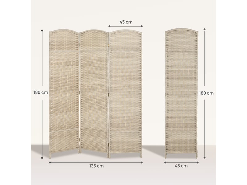  Paravent intérieur en bois 3 panneaux séparateur de pièce pliable pour salon chambre chêne 135 x 180 cm  - Conforama C