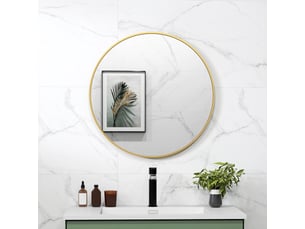 Miroir mural rond avec cadre en acier doré ø70x2,5 cm
