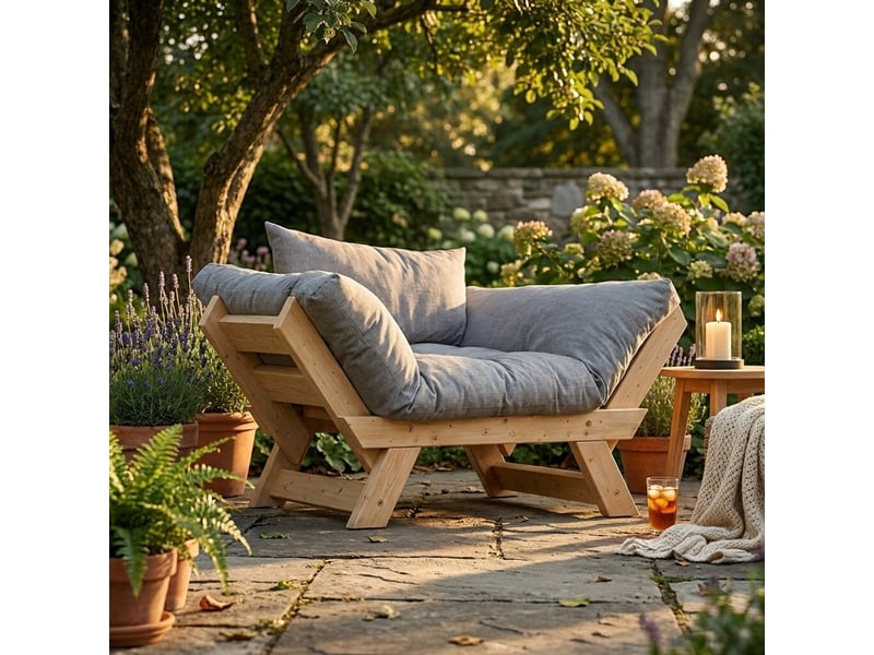  Canapé-lit elara en bois et lin imperméable - gris  - Conforama B