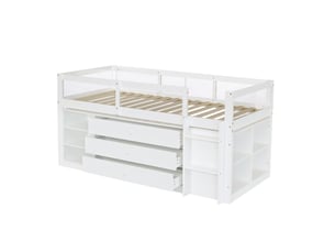 Lit mezzanine 90x200 cm <strong>LEYTN</strong>  <strong></strong> coloris blanc