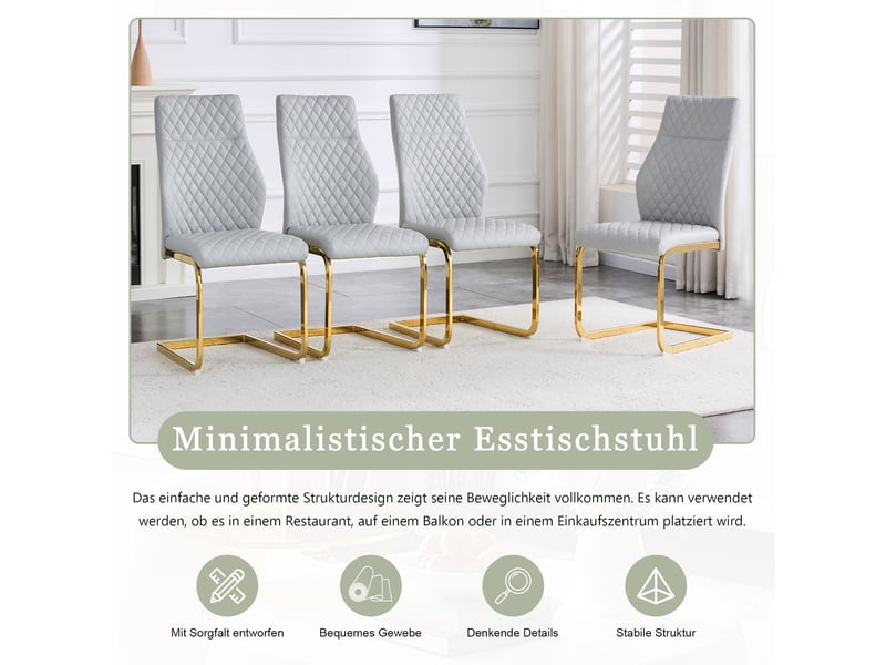  Lot de 2 chaises de salle à manger en similicuir pu gris clair et métal doré W3658P391054 - Conforama D