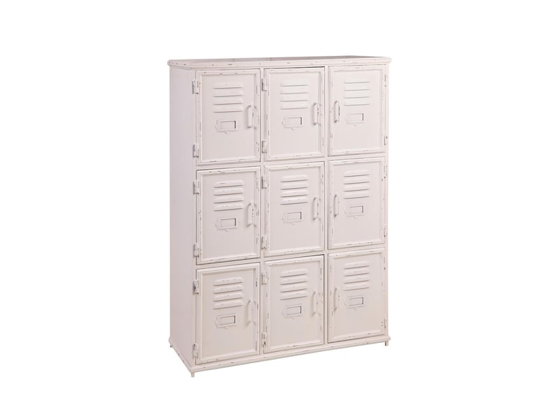 Casier vintage en fer blanc à 9 portes lock  - Conforama A