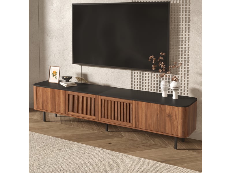  Meuble tv moderne, panneau tv, support tv 190 x 35 x 45 cm, meuble tv bas. Design unique, meuble salon  - Conforama R