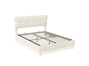 Lit coffre 140x190 cm <strong>BRILVERDE </strong> <strong></strong> coloris beige
