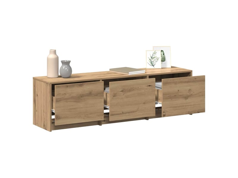Meuble tv - banc tv - meuble de rangement avec led 140 x 34 x 40 cm chêne artisan - Conforama C